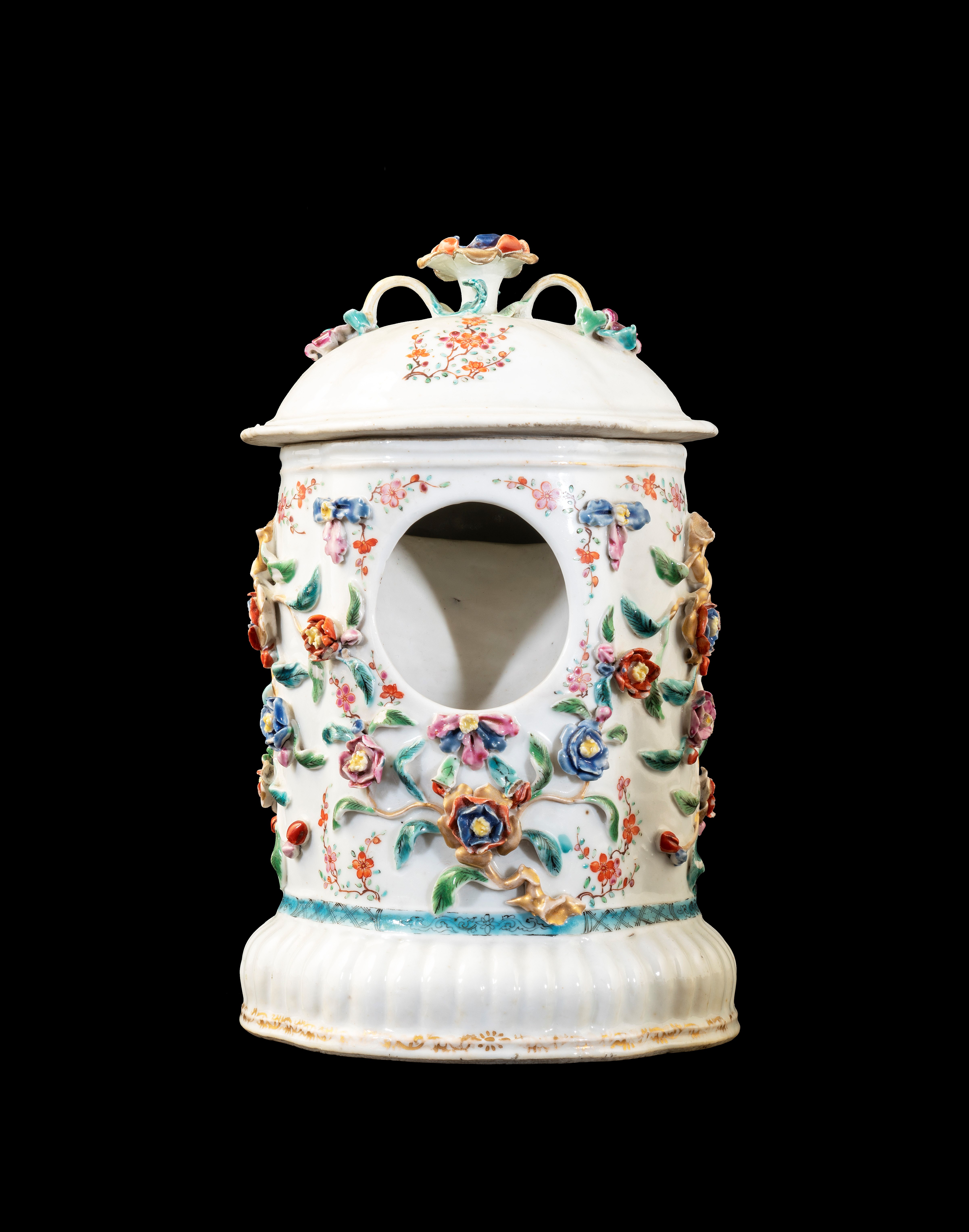 Chinese export porcelain Watch Stand and Cover